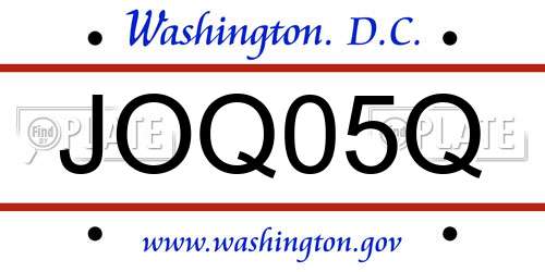 JOQ05Q District Of Columbia License Plate