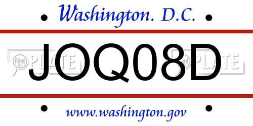 JOQ08D District Of Columbia License Plate