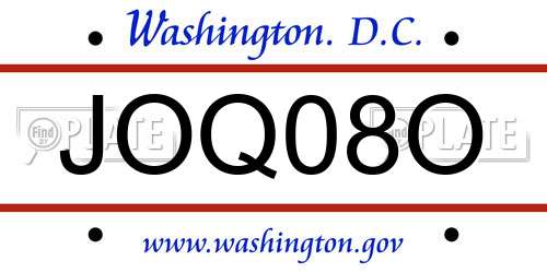 JOQ08O District Of Columbia License Plate