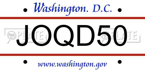 JOQD50 District Of Columbia License Plate
