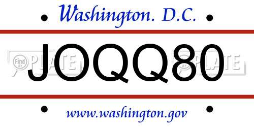 JOQQ80 District Of Columbia License Plate
