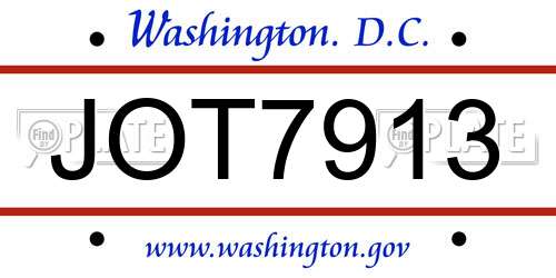 JOT7913 District Of Columbia License Plate