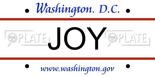 JOY District Of Columbia License Plate