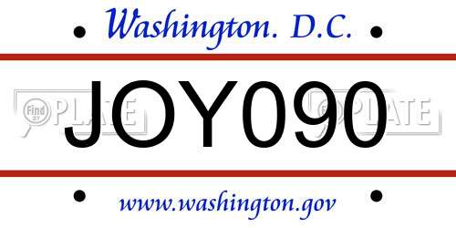 JOY090 District Of Columbia License Plate