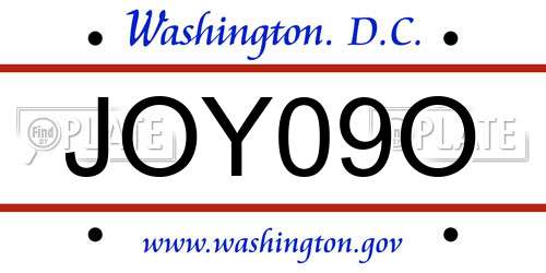 JOY09O District Of Columbia License Plate