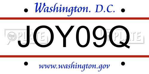 JOY09Q District Of Columbia License Plate