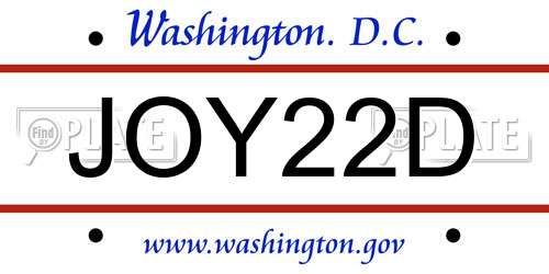 JOY22D District Of Columbia License Plate