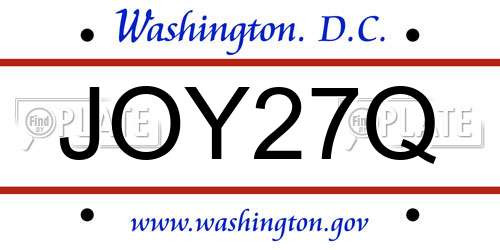 JOY27Q District Of Columbia License Plate