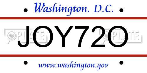 JOY72O District Of Columbia License Plate
