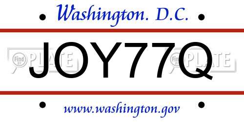 JOY77Q District Of Columbia License Plate