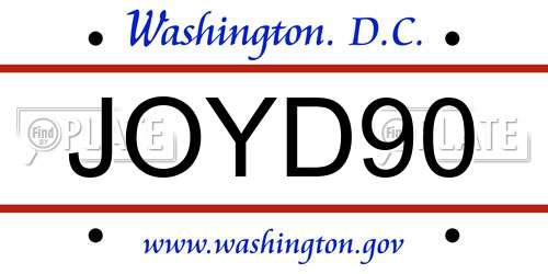 JOYD90 District Of Columbia License Plate