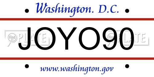 JOYO90 District Of Columbia License Plate
