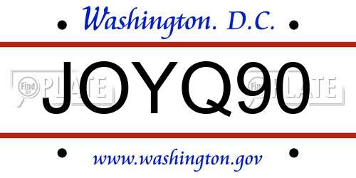 JOYQ90 District Of Columbia License Plate
