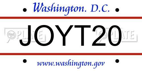 JOYT20 District Of Columbia License Plate