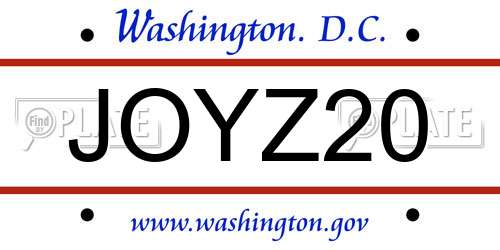 JOYZ20 District Of Columbia License Plate