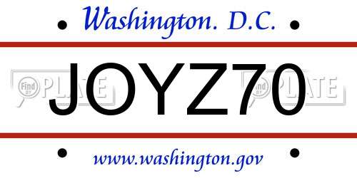 JOYZ70 District Of Columbia License Plate