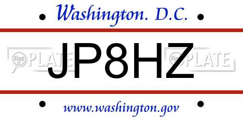 JP8HZ District Of Columbia License Plate
