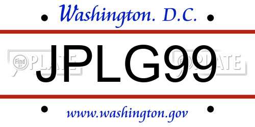 JPLG99 District Of Columbia License Plate