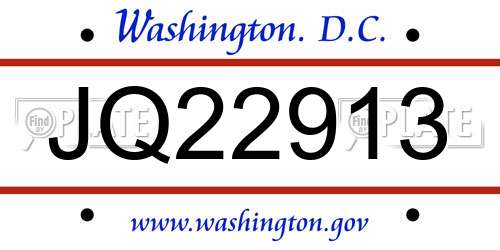 JQ22913 District Of Columbia License Plate