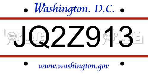 JQ2Z913 District Of Columbia License Plate