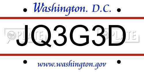 JQ3G3D District Of Columbia License Plate