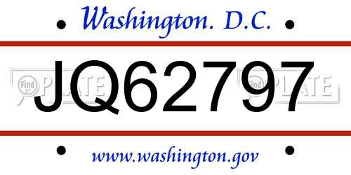 JQ62797 District Of Columbia License Plate