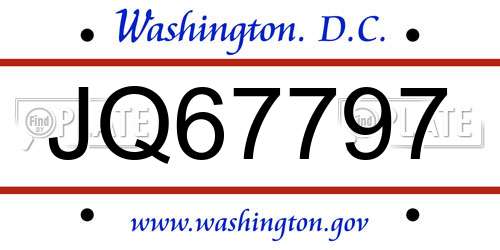 JQ67797 District Of Columbia License Plate