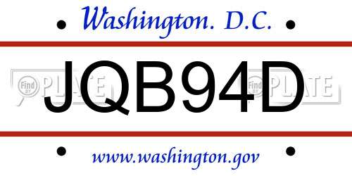 JQB94D District Of Columbia License Plate
