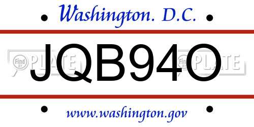 JQB94O District Of Columbia License Plate