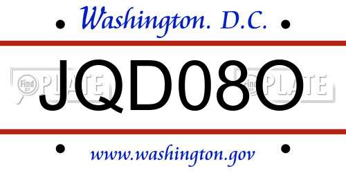 JQD08O District Of Columbia License Plate