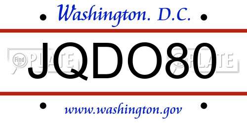 JQDO80 District Of Columbia License Plate
