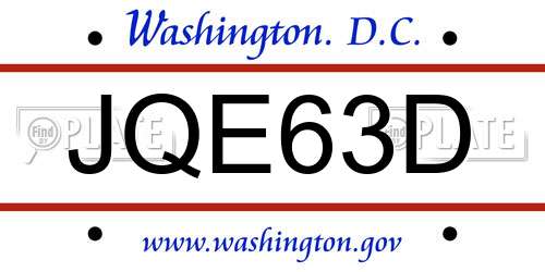 JQE63D District Of Columbia License Plate