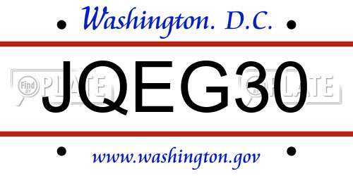JQEG30 District Of Columbia License Plate