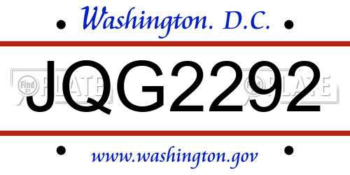 JQG2292 District Of Columbia License Plate