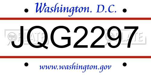 JQG2297 District Of Columbia License Plate