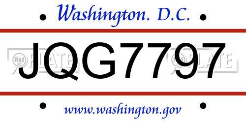 JQG7797 District Of Columbia License Plate