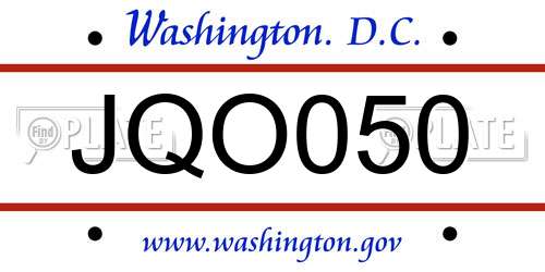 JQO050 District Of Columbia License Plate
