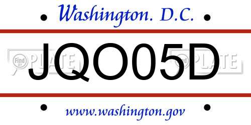 JQO05D District Of Columbia License Plate