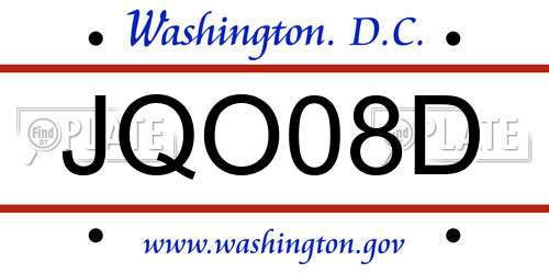 JQO08D District Of Columbia License Plate