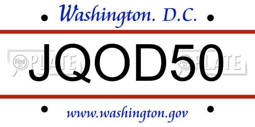 JQOD50 District Of Columbia License Plate