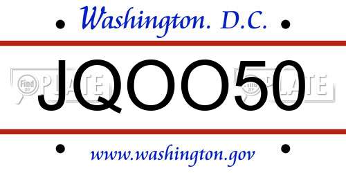 JQOO50 District Of Columbia License Plate