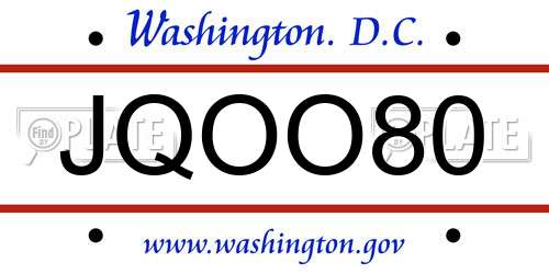 JQOO80 District Of Columbia License Plate