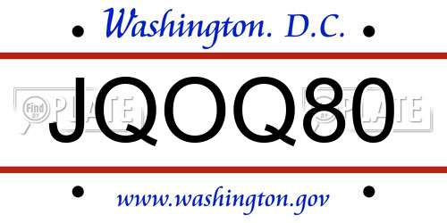 JQOQ80 District Of Columbia License Plate