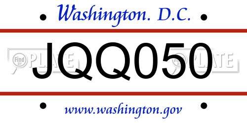 JQQ050 District Of Columbia License Plate