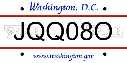 JQQ08O District Of Columbia License Plate