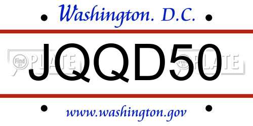 JQQD50 District Of Columbia License Plate
