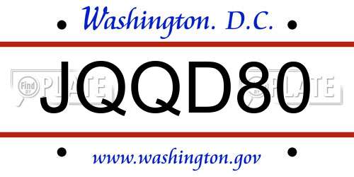 JQQD80 District Of Columbia License Plate