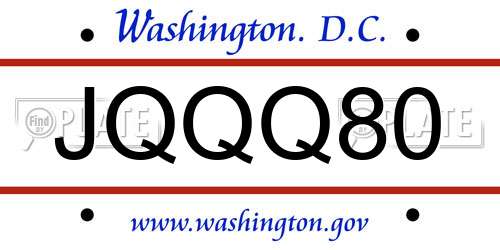 JQQQ80 District Of Columbia License Plate