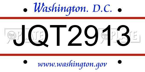 JQT2913 District Of Columbia License Plate