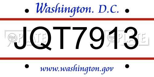 JQT7913 District Of Columbia License Plate